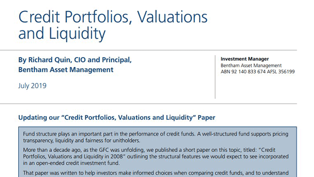 Screenshot of resource paper reading Credit Portfolios, Valuations and Liquidity